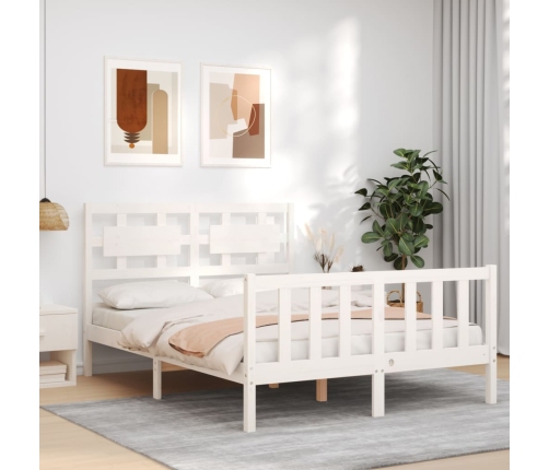 Estructura de cama sin colchón madera de pino blanca 140x190 cm