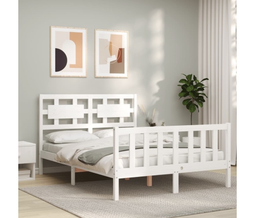 Estructura de cama sin colchón madera de pino blanca 140x190 cm