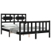 Estructura de cama con cabecero madera maciza negro 140x190 cm