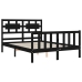 Estructura de cama con cabecero madera maciza negro 140x190 cm