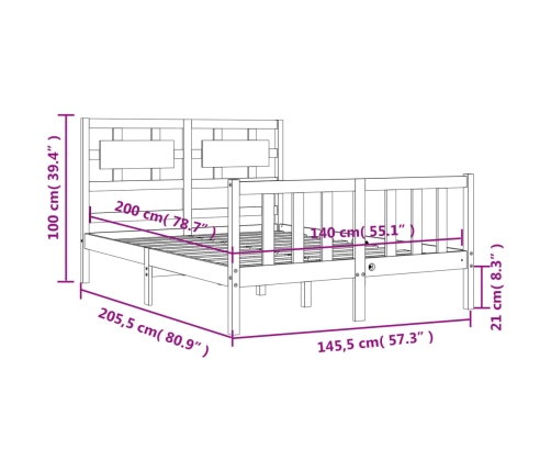 Estructura de cama sin colchón madera de pino blanca 140x200 cm