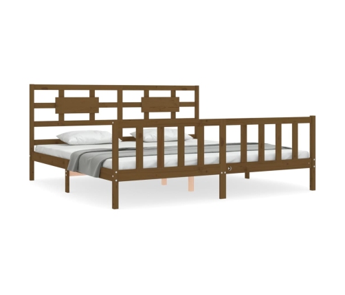 Estructura cama y cabecero madera maciza marrón miel 200x200 cm