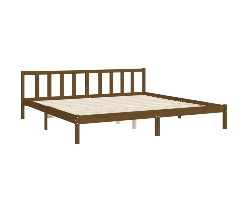 Estructura cama y cabecero madera maciza marrón miel 200x200 cm