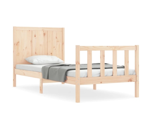 Estructura de cama individual con cabecero madera maciza