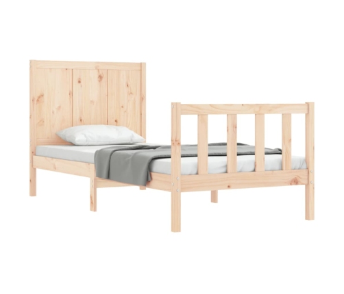 Estructura de cama individual con cabecero madera maciza