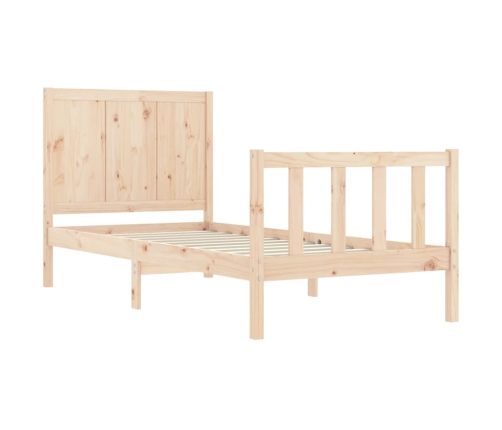 Estructura de cama individual con cabecero madera maciza