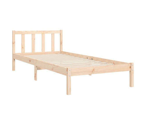 Estructura de cama individual con cabecero madera maciza