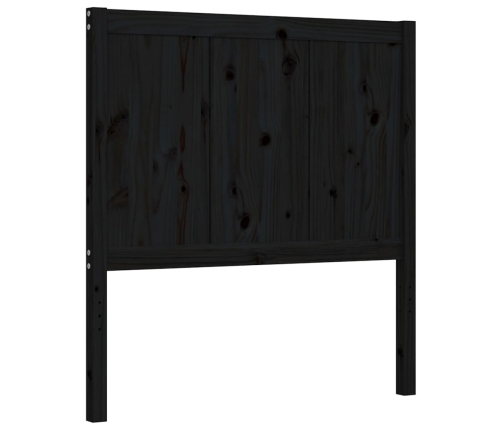 Estructura de cama individual con cabecero madera maciza negro