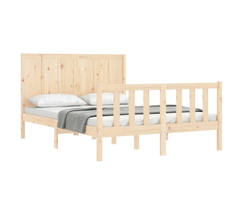 Estructura de cama sin colchón madera maciza de pino 140x190 cm