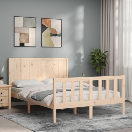 Estructura de cama sin colchón madera maciza de pino 140x190 cm