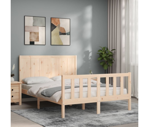 Estructura de cama sin colchón madera maciza de pino 140x190 cm