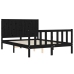 Estructura de cama con cabecero madera maciza negro 140x190 cm