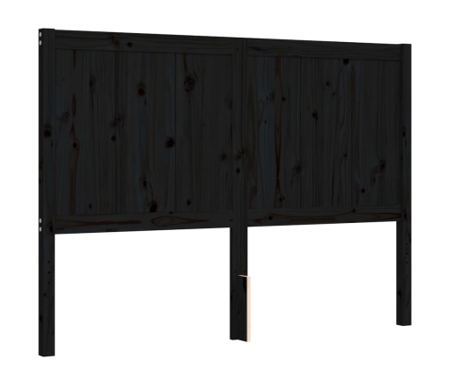 Estructura de cama con cabecero madera maciza negro 140x190 cm