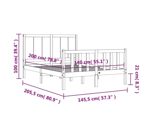 Estructura de cama sin colchón madera de pino blanca 140x200 cm