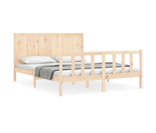 Estructura de cama de matrimonio con cabecero madera maciza
