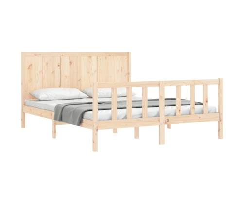 Estructura de cama de matrimonio con cabecero madera maciza