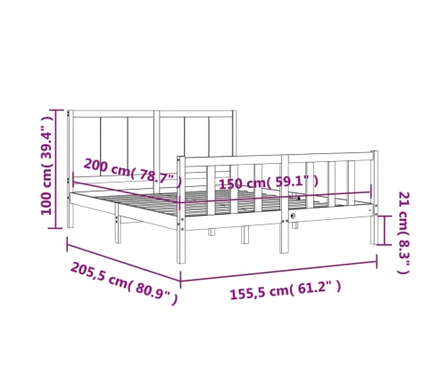 Estructura de cama de matrimonio con cabecero madera maciza
