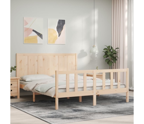Estructura de cama de matrimonio con cabecero madera maciza