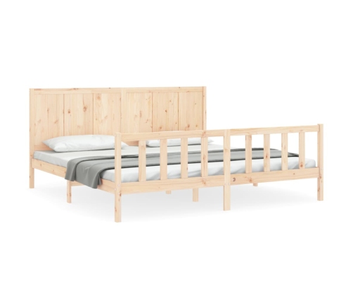 Estructura de cama de matrimonio con cabecero madera maciza