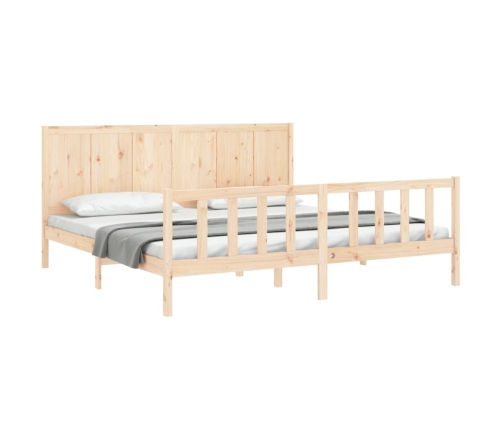 Estructura de cama de matrimonio con cabecero madera maciza