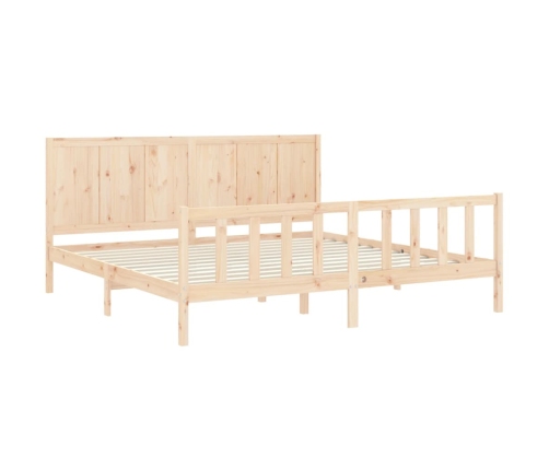 Estructura de cama de matrimonio con cabecero madera maciza