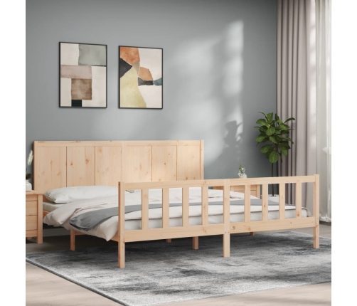 Estructura de cama sin colchón madera maciza de pino 200x200 cm