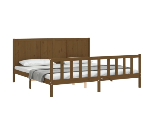 Estructura cama y cabecero madera maciza marrón miel 200x200 cm