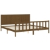 Estructura cama y cabecero madera maciza marrón miel 200x200 cm