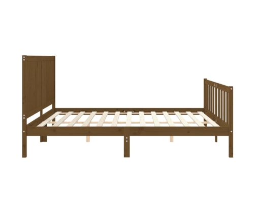 Estructura cama y cabecero madera maciza marrón miel 200x200 cm