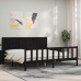Estructura de cama con cabecero madera maciza negro 200x200 cm