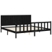Estructura de cama con cabecero madera maciza negro 200x200 cm