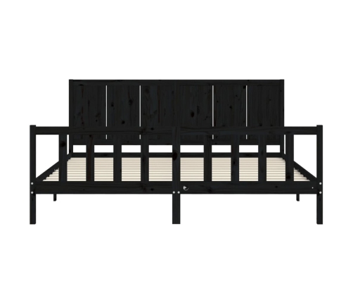 Estructura de cama con cabecero madera maciza negro 200x200 cm