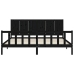 Estructura de cama con cabecero madera maciza negro 200x200 cm