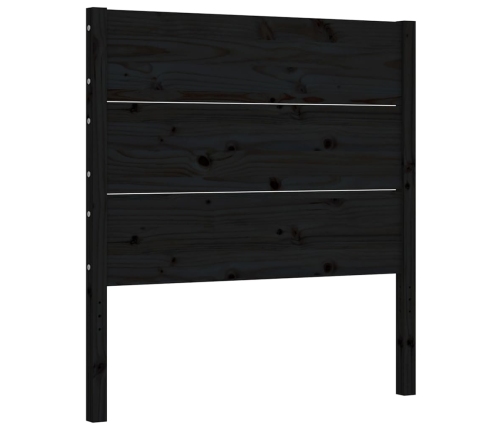 Estructura de cama individual con cabecero madera maciza negro