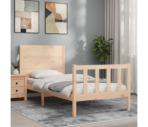 Estructura de cama con cabecero madera maciza
