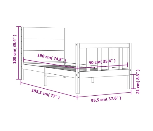 Estructura de cama con cabecero madera maciza
