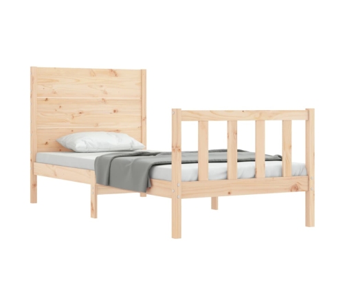 Estructura de cama con cabecero madera maciza