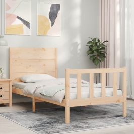 Estructura de cama con cabecero madera maciza