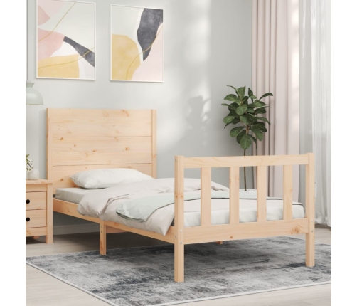 Estructura de cama con cabecero madera maciza