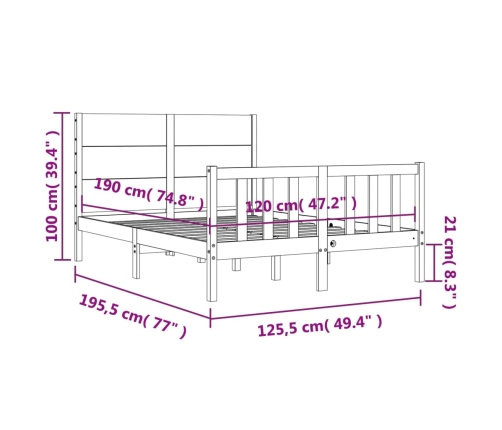 vidaXL Estructura cama de matrimonio con cabecero madera maciza blanco