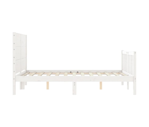 vidaXL Estructura cama de matrimonio con cabecero madera maciza blanco