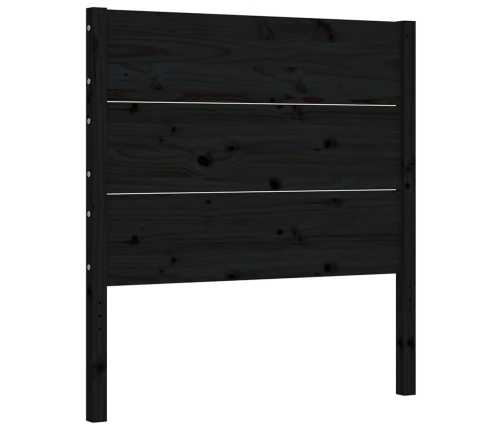 Estructura de cama con cabecero madera maciza negro 90x200 cm