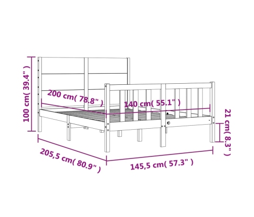 Estructura de cama sin colchón madera de pino blanca 140x200 cm