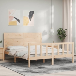 Estructura de cama sin colchón madera maciza de pino 160x200 cm