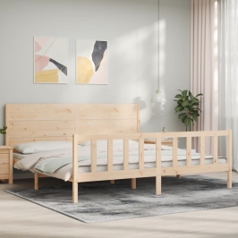 Estructura de cama sin colchón madera maciza de pino 200x200 cm