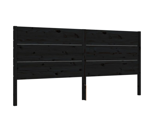 Estructura de cama con cabecero madera maciza negro 200x200 cm