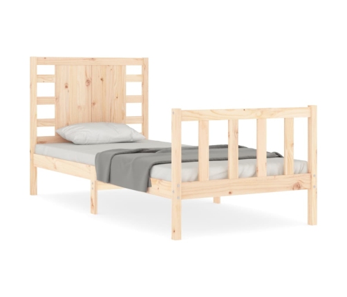 Estructura de cama individual con cabecero madera maciza