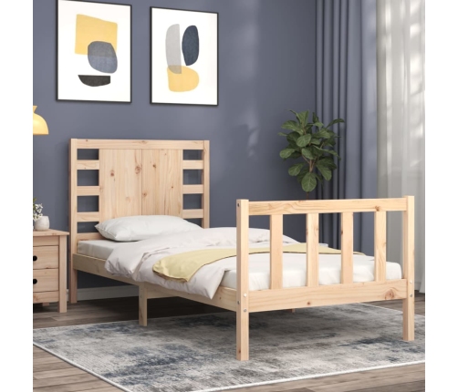 Estructura de cama individual con cabecero madera maciza