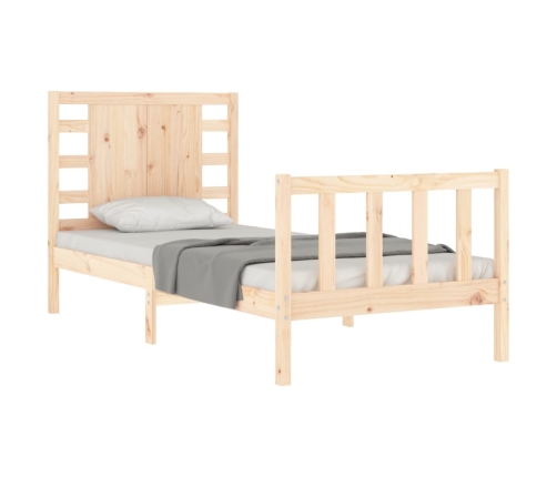 Estructura de cama individual con cabecero madera maciza