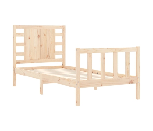 Estructura de cama individual con cabecero madera maciza